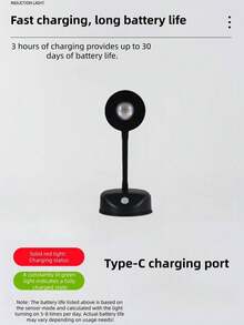 1pc Rechargeable Wireless Indoor Wall Light/Spotlight/Table Lamp/Smart Led Motion Sensor Light/Photo Light With Remote Control Back-To-School Season Essentials - Black - View 4