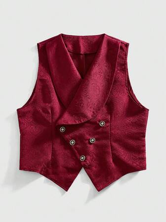 Gilet gothique à double boutonnage jacquard pour homme