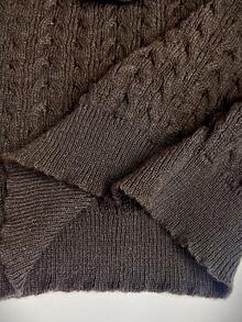 SHEIN Casual Solid Color Turtleneck Sweater, Autumn/Winter - Coffee Brown - View 8