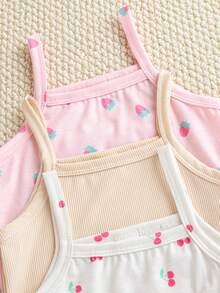 Souflis Souflis 3-Piece Baby Girl Infant Spring/Summer New Arrival Casual Everyday Versatile Home Sweet And Cute Pink Bow Pattern Soft Knitted Fleece 3-Piece Set - Multicolor - View 5