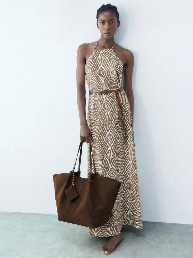 SHEIN Maija Ladies, Women Tote Bag, Shoulder Bag, Hobo Bag, Suede, Suede Bag, Brown, Fashionable, Elegant , Simple, Personalized, Versatile, Classic, Retro, VintageFor Commute, Office, Date, Daily, Shopping, Afternoon Tea, Bag Charm Decoration(Can Put Headphones)