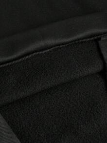 Manfinity ZONE917 宽松短款超大号黑色美国标志性图案印花黑色抓绒连帽衫，休闲时尚，送给男朋友的礼物 - 黑色 - 查看 7