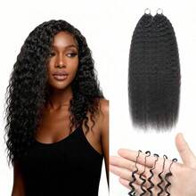 杰瑞卷发，100%真人发丝，羽毛线钩编发辫，沙龙级丝滑无缝隐形自然黑色，适合发量较少的女性，微环钩编真人发接发 - 彩色 - 查看 36