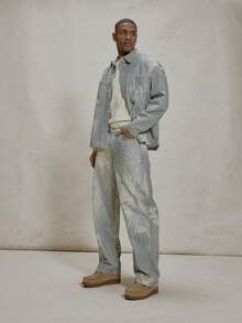 Musero Denim Straight Leg Trouser Pants All Over Print Button Belt Loop Detailing Jeans Co Ord Sets Bottoms Only Essentials Spring&Summer - Multicolor - View 1