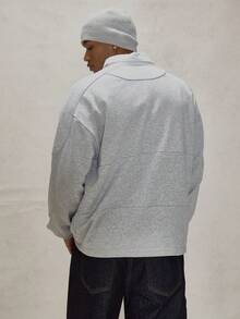 Musero Camicia polo oversize a manica lunga con spalle a caduta, bottoni e pattina nascosta, dettagli di cucitura a pannelli, essenziale per primavera ed estate - Grigio - Visualizzare 2