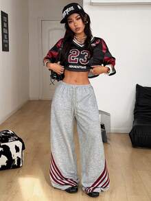 Coolane 夏季运动休闲印花宽松运动裤 - 灰色 - 查看 7