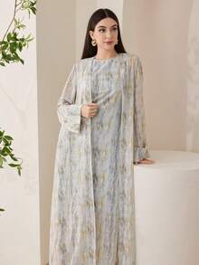 Veilorie 女士扎染印花长袖长袍连衣裙阿拉伯套装 - 彩色 - 查看 5