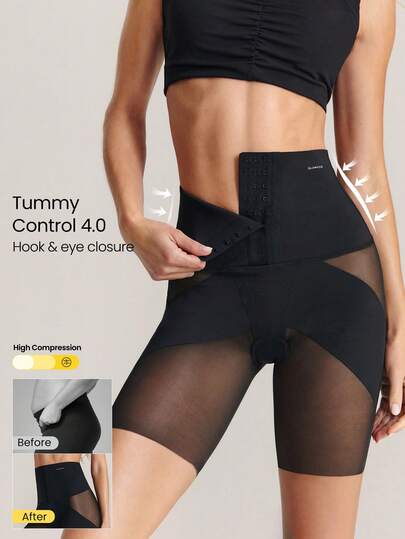 GLOWMODE Pantalones cortos moldeadores de uso diario y casual con control de abdomen, cintura alta, doble capa y ajuste con botón de la marca Sweatmode