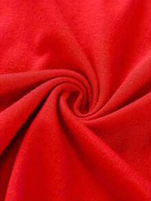 EMERY ROSE 大码圆领短袖休闲熊图案T恤 - 紅色 - 查看 4