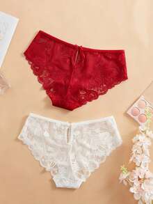 2条/套 女士蕾丝心形三角裤 - 彩色 - 查看 2