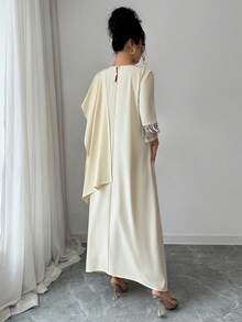 Yasmyna Women's Turkish Maxi Dress & Arabic Traditional Abaya - Apricot - View 2