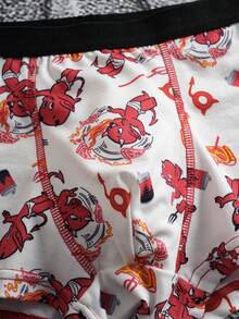 SHEIN HOT STUFF Tween Boy Cartoon Pattern Contrast Trim Boxer Briefs - Orange - View 9