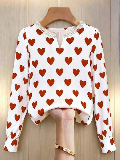 Franclia Elegant och avslappnad blus för kvinnor, pendling och alla hjärtans dag