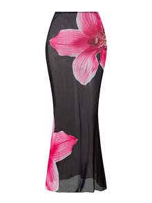 Swim Oasis 女士三件套泳装：印花露背深V领荷叶边比基尼上衣和裙子，时尚、性感、甜美，适合海滩/度假 - 彩色 - 查看 4