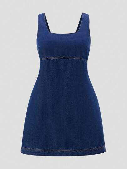 SHEIN MOD Plus Size Women Casual Everyday Date Denim Dress