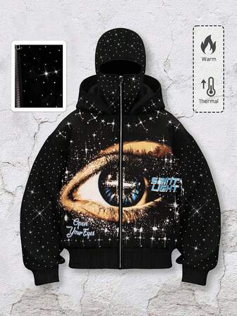 Street Life Felpa da uomo in stile punk da strada, con stampa grafica e decorazioni in strass, adatta per l'autunno/inverno, con maniche lunghe