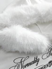 ROMWE J-Fashion Y2K Retro Sweet Innocent Sexy Swirling Music Note Print Long Sleeve Hooded Fleece Sweatshirt - White - View 3