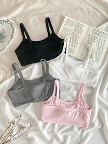 Tween Girl Simple Solid Color Bralette Bralettes For Girls Crop Tops Cute - Multicolor - View 2