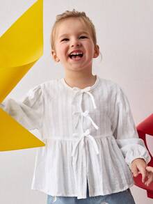 Maija Blouse à manches bouffantes avec décor papillon pour jeune fille - Blanc - Voir 4