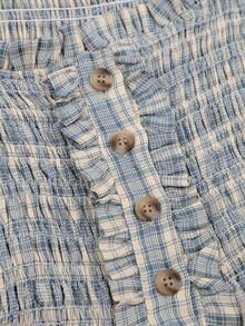 SoleilVie 女士休闲荷叶边格子衬衫，夏季 - 彩色 - 查看 7