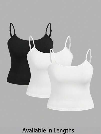 SHEIN PETITE CURVE Plus Size Women Solid Color Casual Versatile Camisole