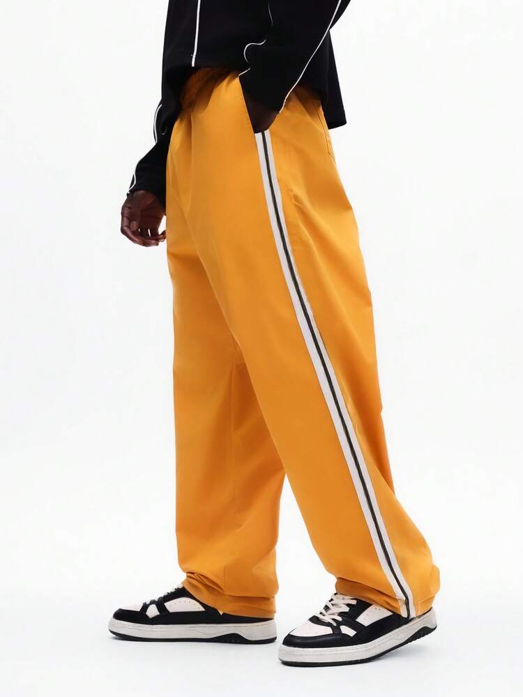 Drop Crotch Track Pants With Side Tapes