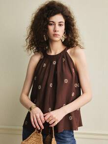 Écloséra 女士吊带背心，法式复古露背吊带背心，度假吊带背心，日常吊带背心 - 彩色 - 查看 5