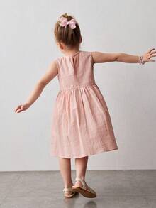 Maija Kids Đầm nhung không tay cổ tròn phối họa tiết dễ thương cho bé gái - Hồng - Xem 2