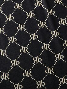 1pc Teen Boy Summer Casual Teenager Boys Short Sleeve T-Shirt, Black Base With Gold DR Letter Diamond Grid Print, Round Neck, Loose Fit, Daily, Outing, Breathable, - Black - View 6