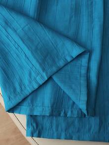 Franclia 法国蓝高腰褶裥裤，轻薄夏季长裤，女式喇叭裤 - 藍色 - 查看 5