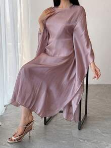 DAZY Women's Elegant Solid Color Long Dress, Spring/Summer Wedding Guest Dress Sundress - Purple - View 1