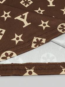 INAWLY Women's Letter Print Trim Round Neck Casual Loose Tank Top - Coffee Brown - View 5