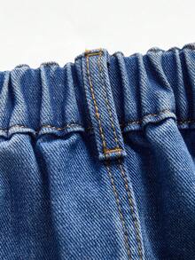 Maija 大码夏季休闲水洗牛仔裙，饰有水钻 - 中等水洗藍 - 查看 3