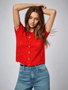 Maija 女士红色钩针编织毛衣，情人节