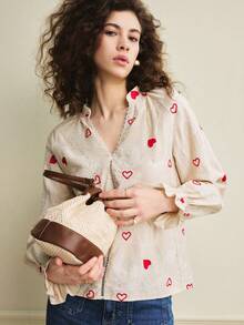 Écloséra 心形印花荷叶边袖衬衫 - 彩色 - 查看 5