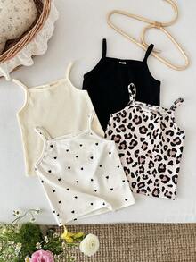 SHEIN Baby Girl Ribbed Casual Versatile Camisole - Multicolor - View 8