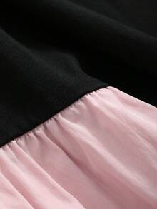 DAZY 女式长款拼布连衣裙、荷叶边连衣裙、休闲女装 - 黑色 - 查看 9