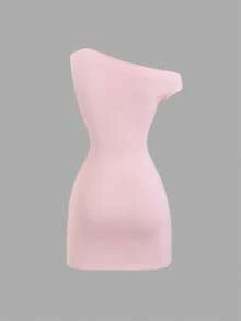 Sweetra 新款复古性感修身舒适休闲粉色连衣裙，适合女士，春夏款 - 粉色 - 查看 7