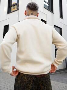 Artur Kramer 超火爆！新款秋冬男士街头拼接羊羔绒领宽松卫衣 | 时尚休闲 - 杏色 - 查看 2