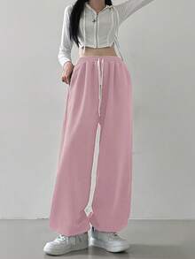 DAZY 女式抽绳时尚休闲百搭运动长裤，女式慢跑运动裤 - 粉色 - 查看 4