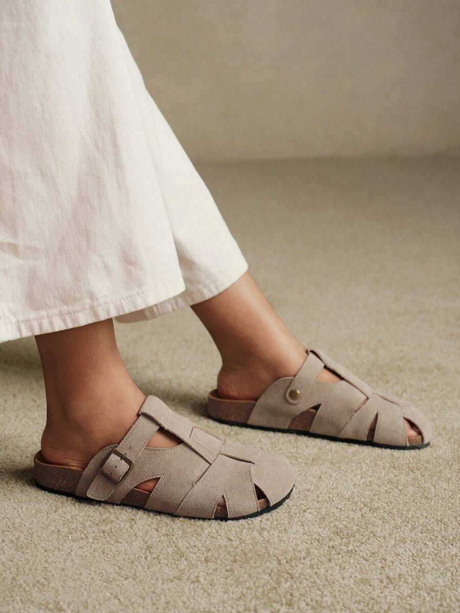 Solecia Dép xăng đan đế bằng kiểu dáng thường ngày dành cho nữ, đa năng cho mùa hè. - Xám - Xem 1