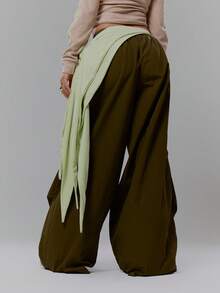 MUSERA Weite Hose mit Bindegürtel-Detail, Fallschirmhose, Streetwear, Coolgirl, sexy, lässig, Sommerlook - Dunkelgrün - Übersicht 4