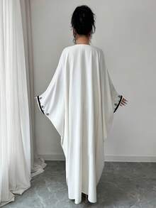 Yasmyna Women's Loose Fit Embroidered Faux Pearl Decorated Turkish Maxi Dress - Multicolor - View 2