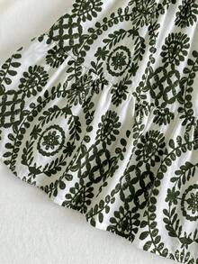 Travachic KIDS Đầm hè xếp tầng in hoa cho bé gái - màu xanh lá - Xem 5