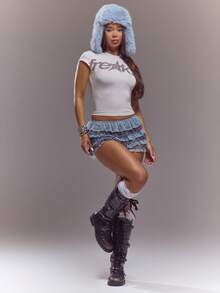 MUSERA 印花“怪咖”修身短袖婴儿T恤 春夏可爱性感街头风 夜店芭蕾风 - 白色 - 查看 5