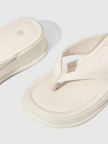 HighSole Thick-Soled High-Heeled Flip-Flops Women's Shoes Fashion New Summer Toe-Pinching Korean Sandals And Slippers - Apricot - View 4