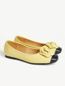 CUCCOO CHICEST 女士休闲日常穿搭3D花卉装饰时尚平底鞋 - 黃色 - 查看 8