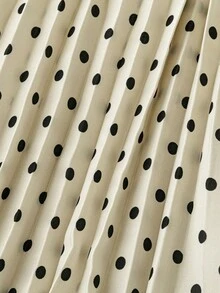 GlowEve Elegant Polka Dot Pattern Pleated Apricot Women's Skirt, Everyday Wear - Apricot - View 5
