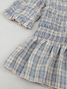 SoleilVie 女士休闲荷叶边格子衬衫，夏季 - 彩色 - 查看 6