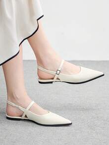 CUCCOO BIZCHIC Women's Comfortable Versatile Pointed Toe Backstrap Shoes, Elegant And Charming Loafers - Beige - View 1